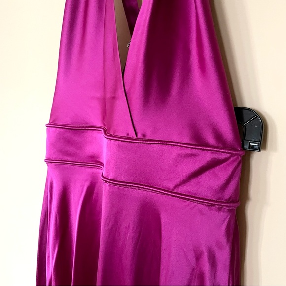 Maje Halter Fushia Rivoine Satin Dress - Picture 3 of 8